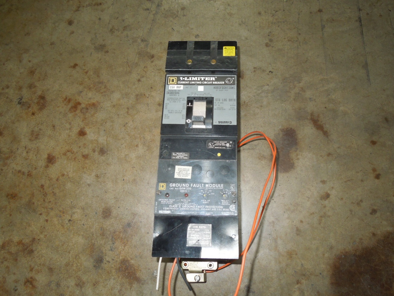 Square D I-Line KI36150G 150A 3p 600V Breaker GFM250 Ground Fault Module