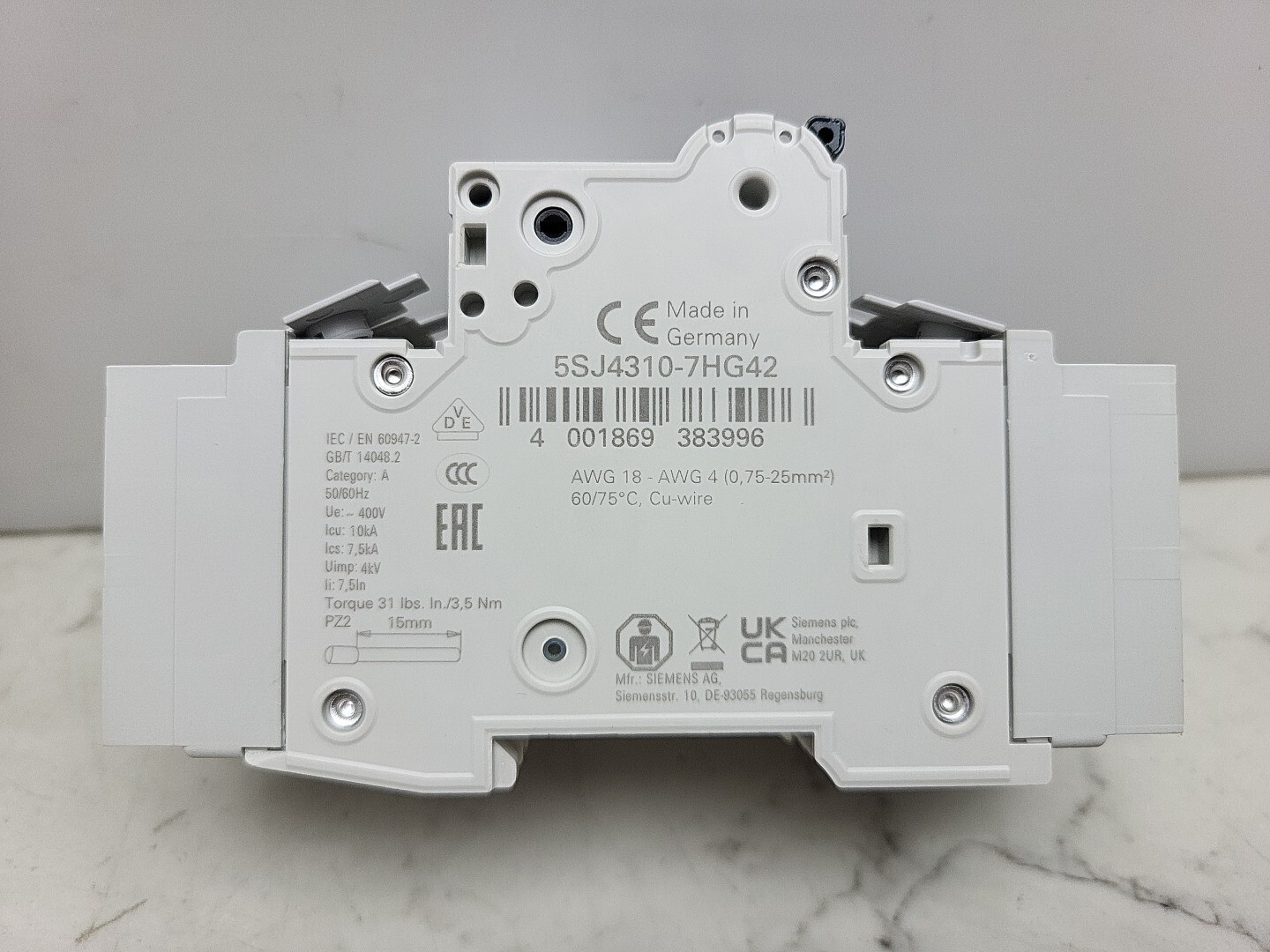 Siemens 5SJ4310-7HG42 Circuit Breaker 10A Amp 3-Pole Type NSJ 277V/480Y New