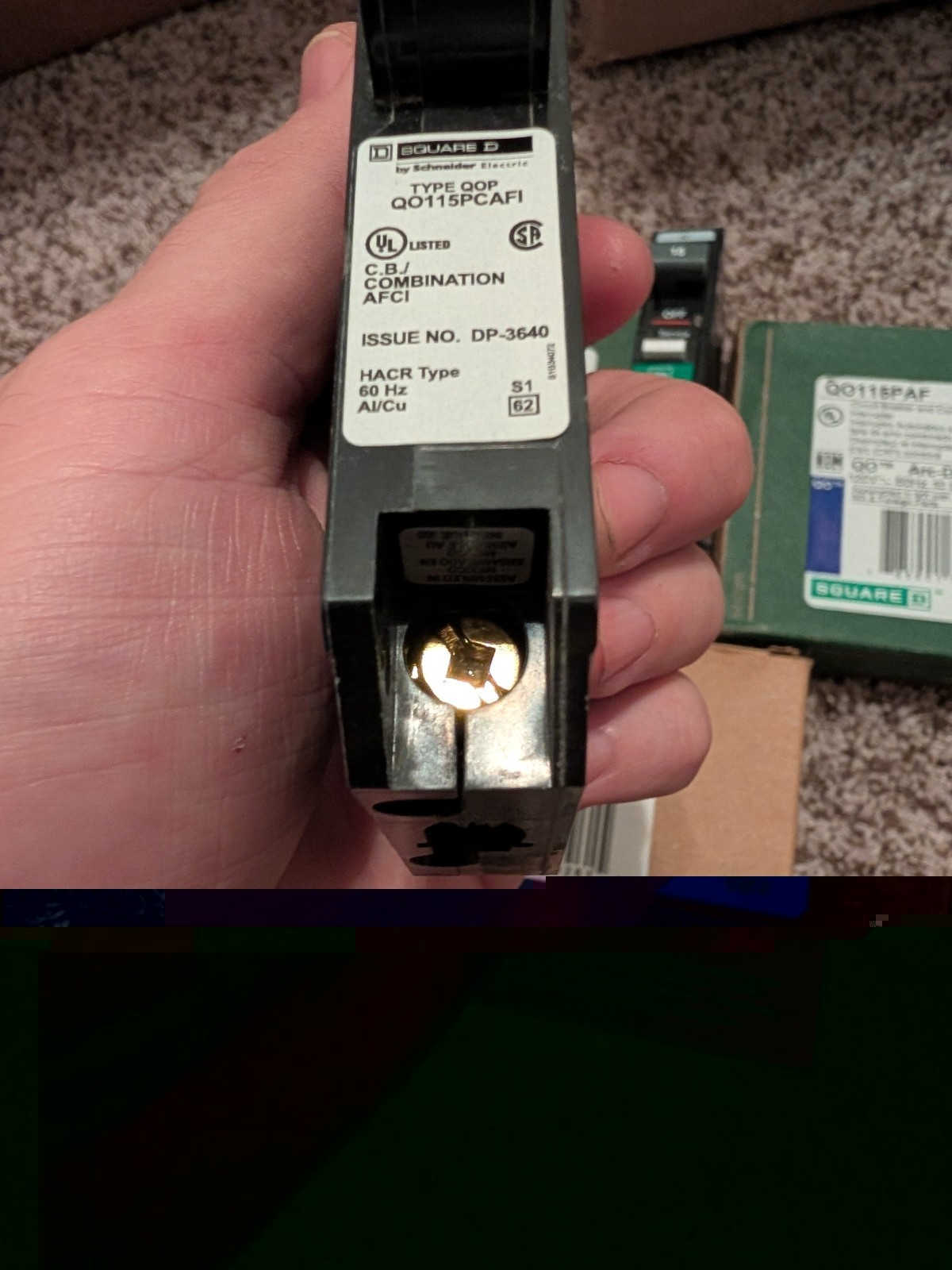 Square D- QO115PAF 15A 1-Pole AFCI Arc-Fault Plug-On Neutral Circuit Breaker NEW