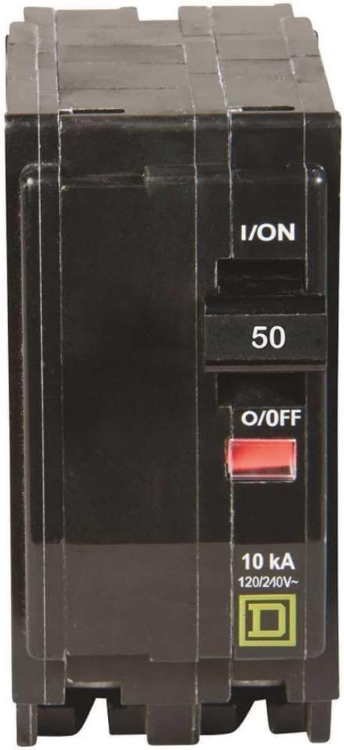 Square D by Qwik Open 50 Amp Mini Circuit Breaker, 2 Pole, 120/240V AC, 10kA …