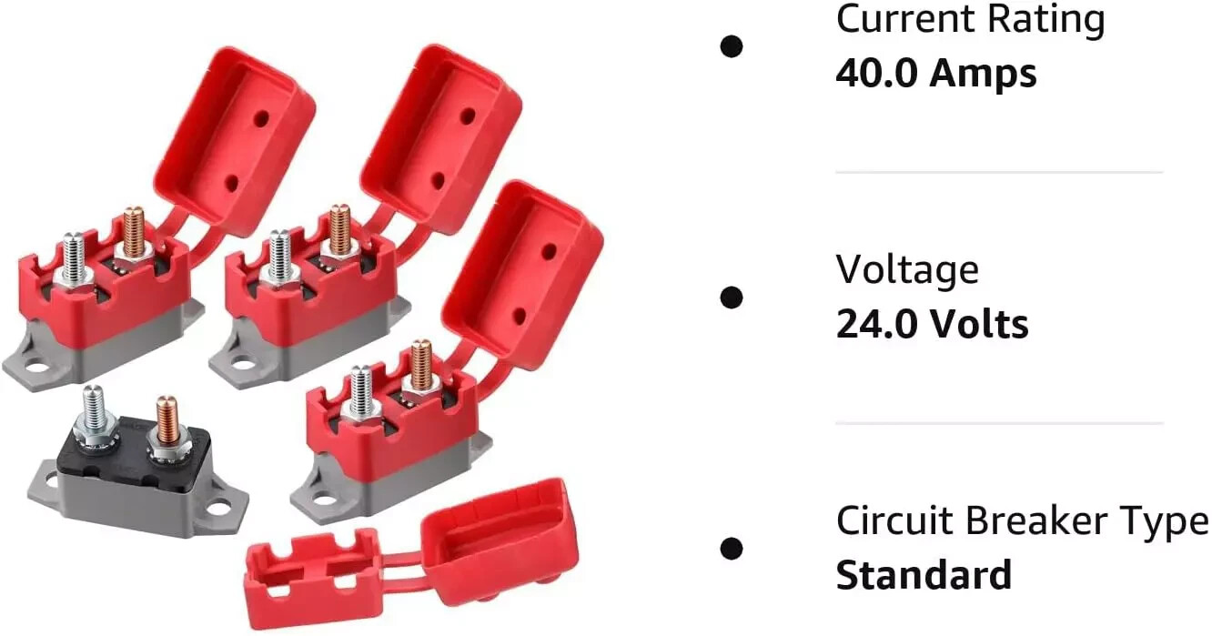 4 Pieces DC 12V – 24V Automatic Reset Circuit Breaker Circuit Breaker with Cover