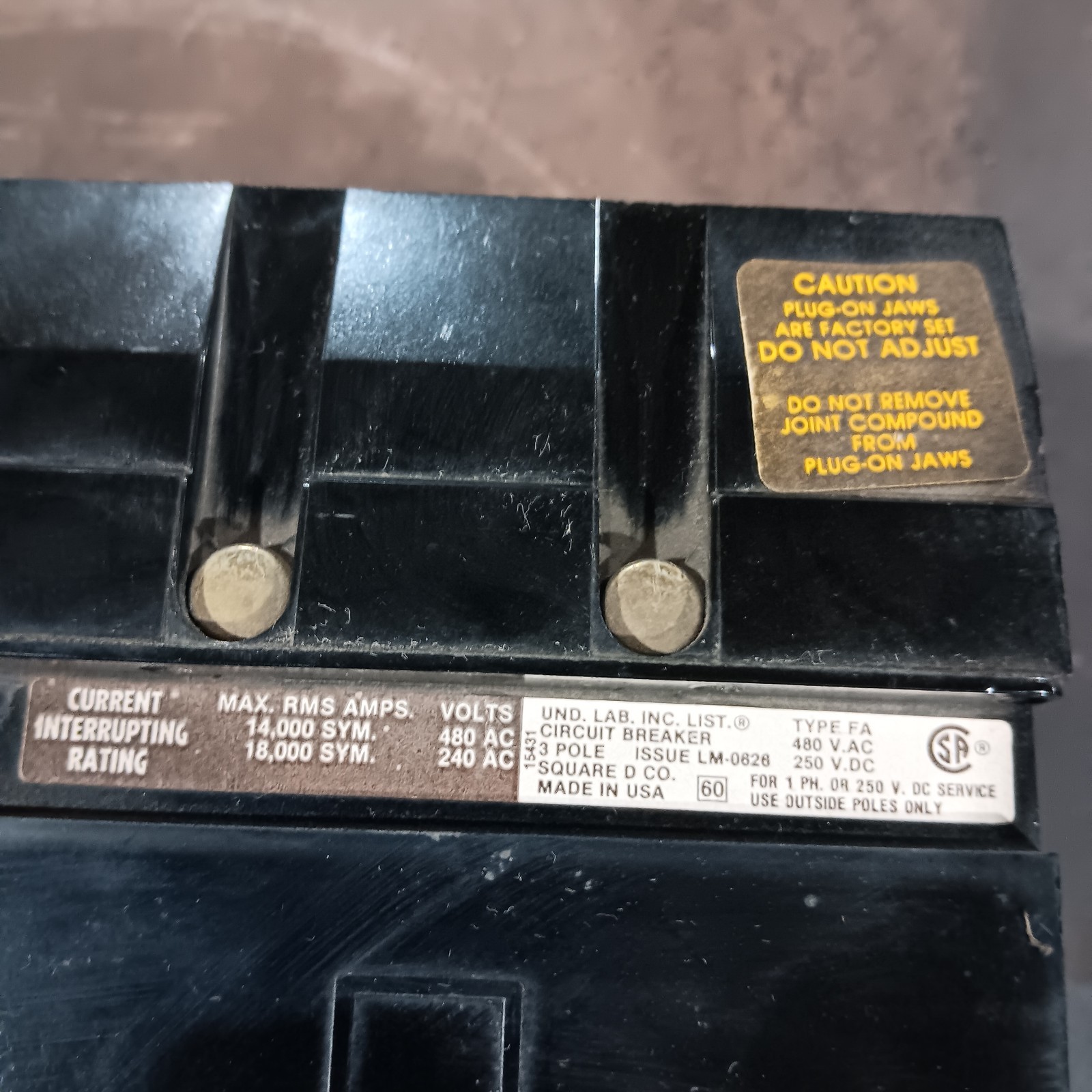 Square D FA34070 70Amp 3Pole 240-480VAC I-Line Breaker Excellant condition.