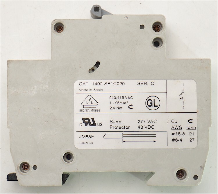 Allen-Bradley 1492-SP1C020 Series C, 2A Circuit Breaker, Single Pole