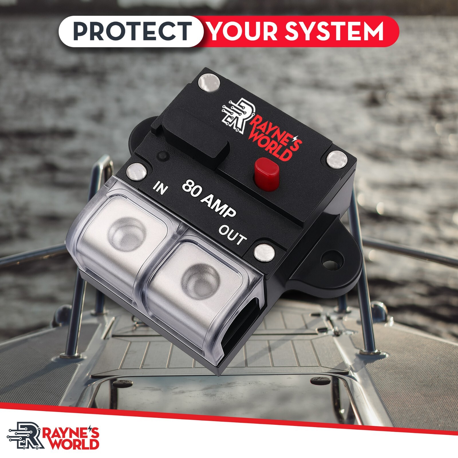 80 Amp 12-48V DC Inline Circuit Breaker with Dust Cover Car/Audio/Boat/Solar
