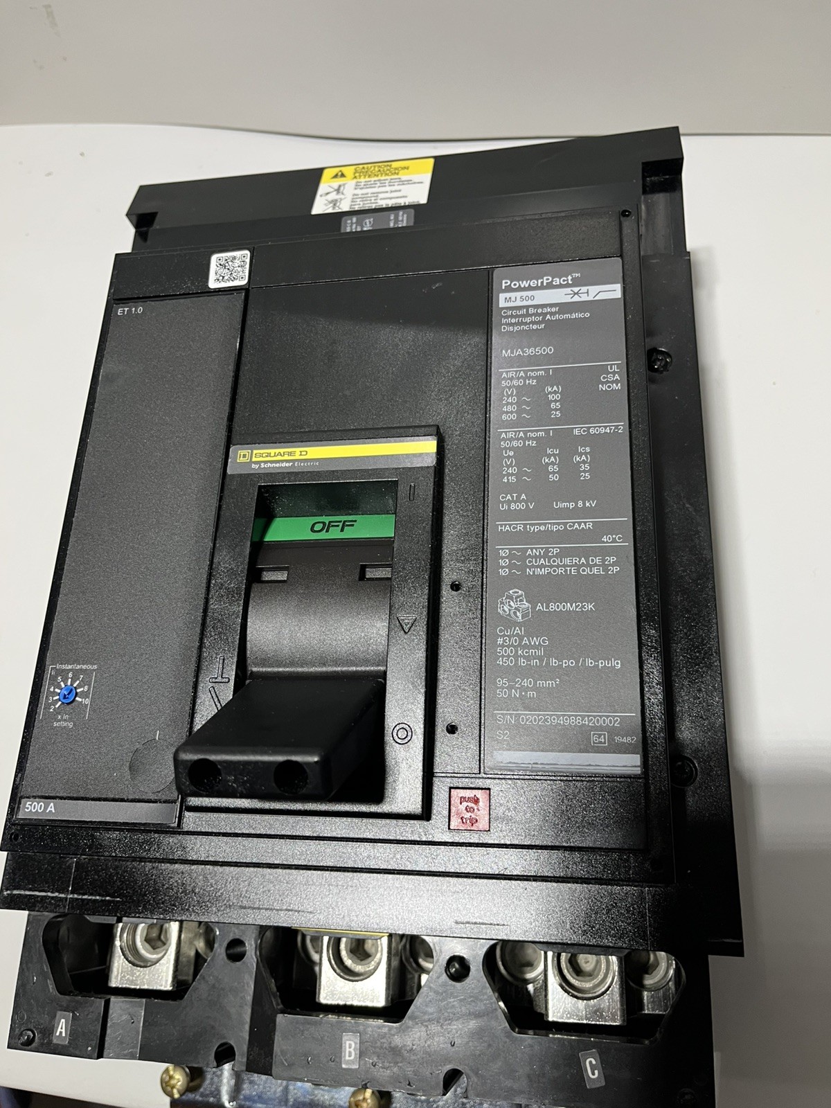 Schneider Electric MJA36500 Square D PowerPact MJ 500 Circuit Breaker