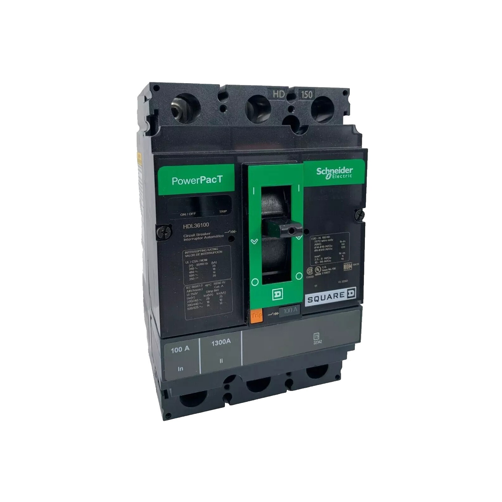 NIB – Square D – HDL36100 – Circuit Breaker, Powerpact H, 100A, 3 Pole, 600V