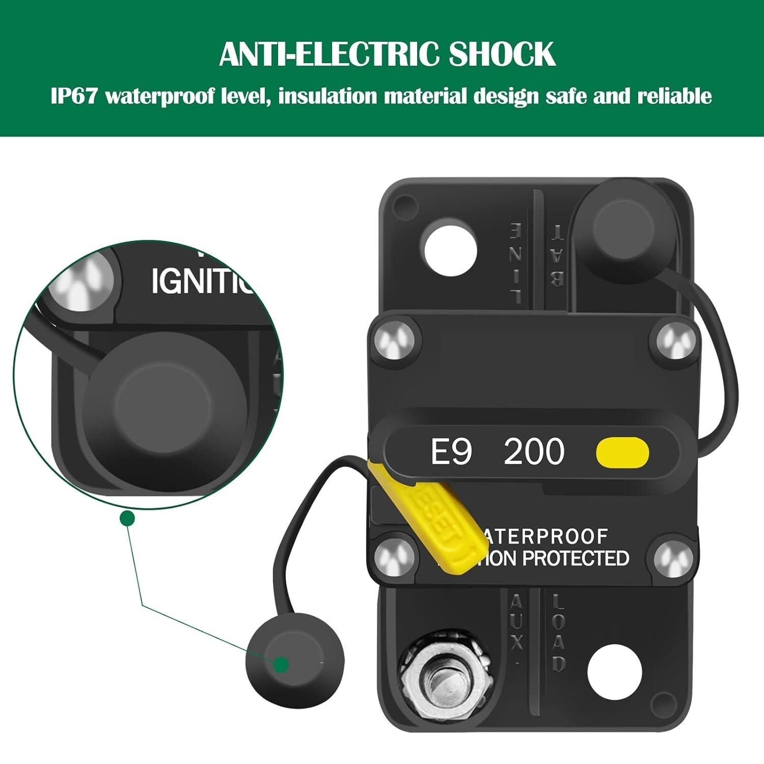 200 Amp Circuit Breaker with Manual Reset 12V48V Dc Waterproof 200A Amp Breakers