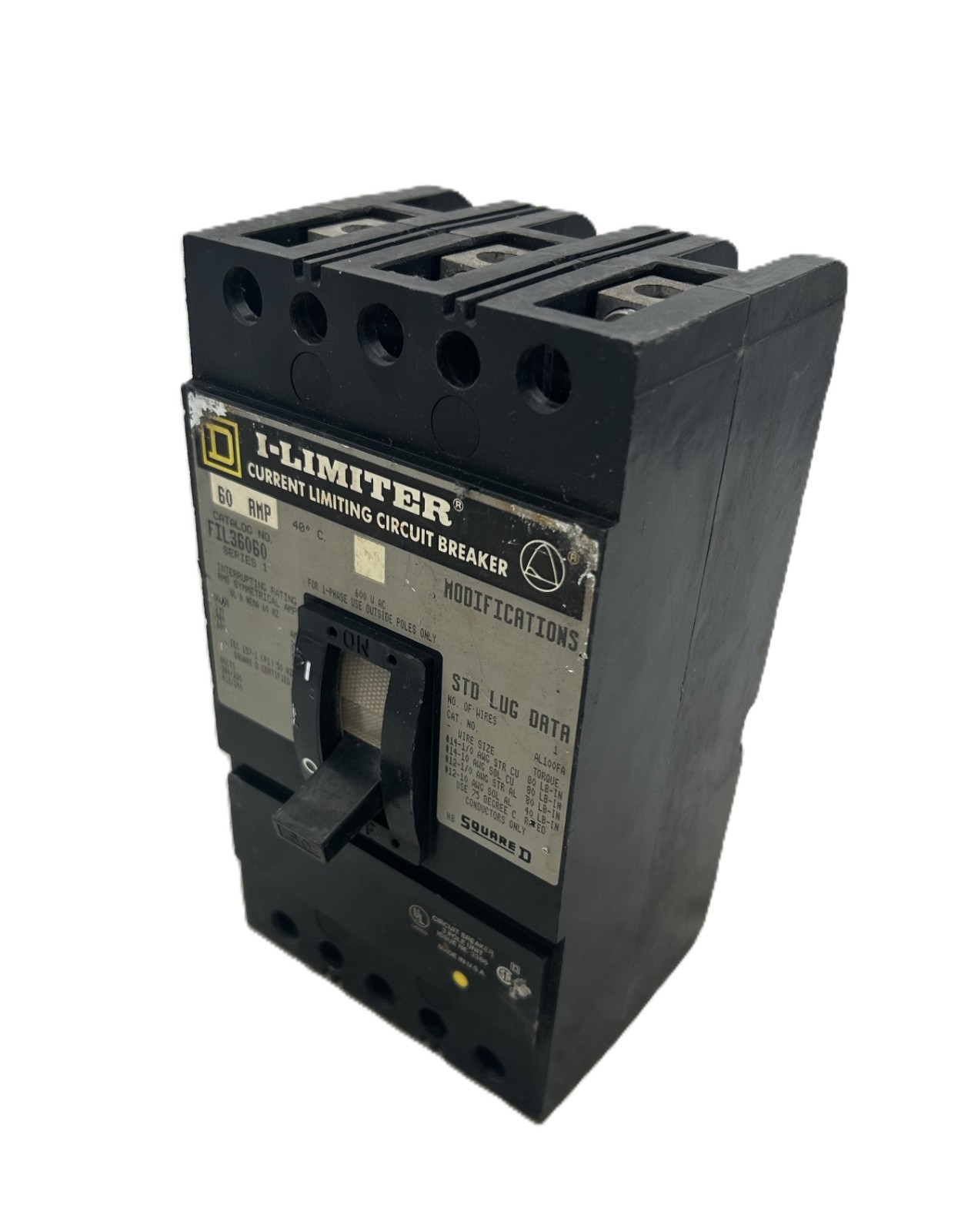 Square D FIL36060 I-Limiter Circuit Breaker 60A 3-Pole 600VAC