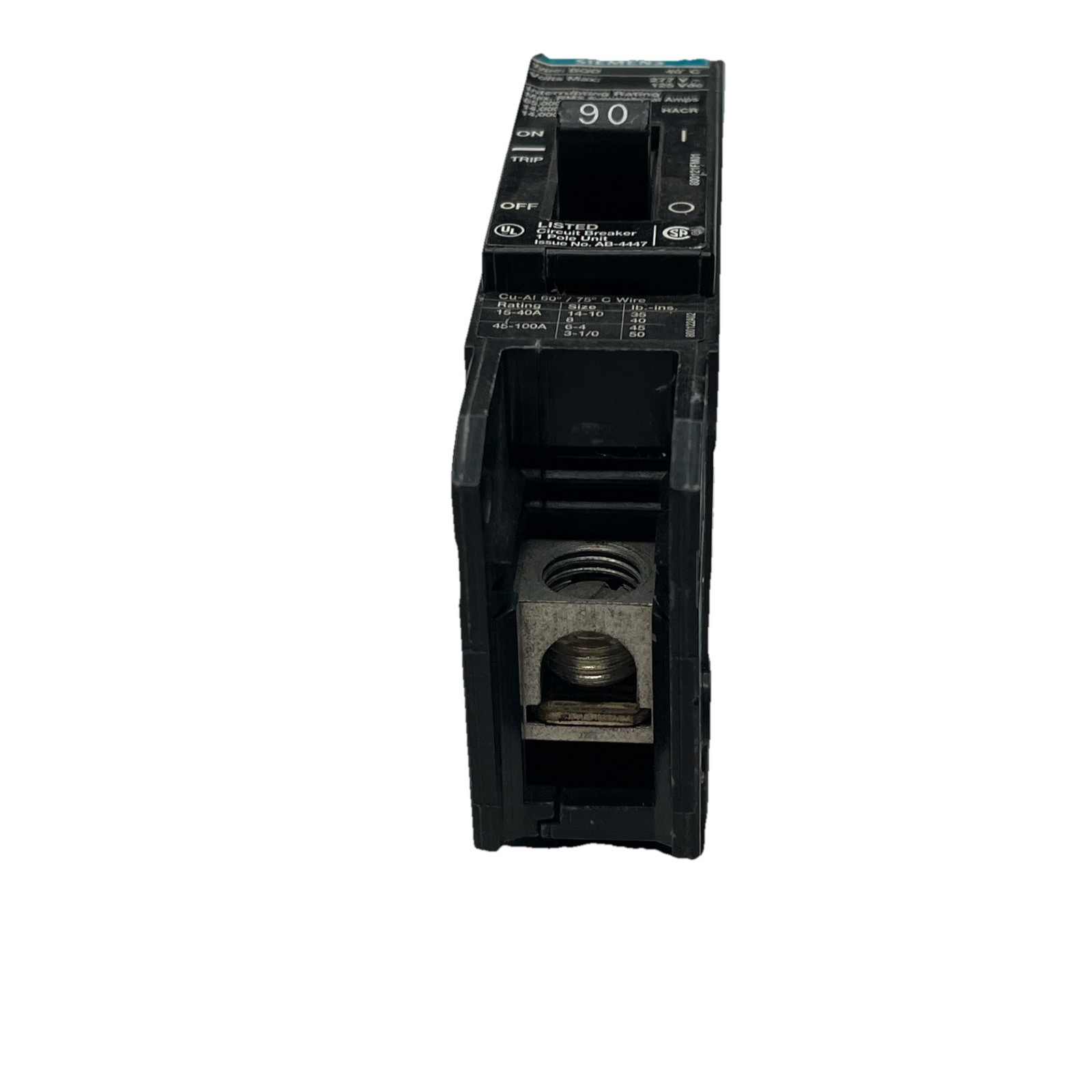 BQD190 – Siemens Bolt-on 277V AC 125V DC 90A 1 pole circuit breaker