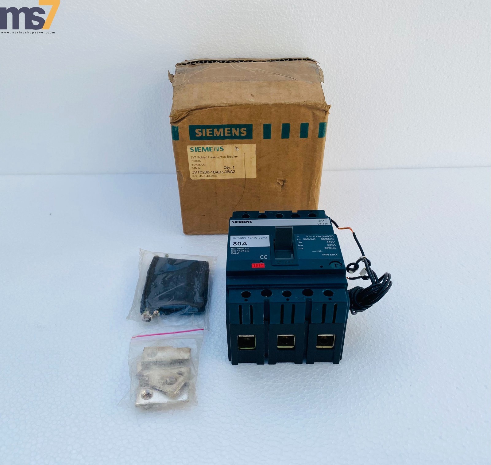 SIEMENS 3VT8208-1BA03-0BA2 VT160N 3VT MOLDED CASE CIRCUIT BREAKER 3P 80AMP #NEW
