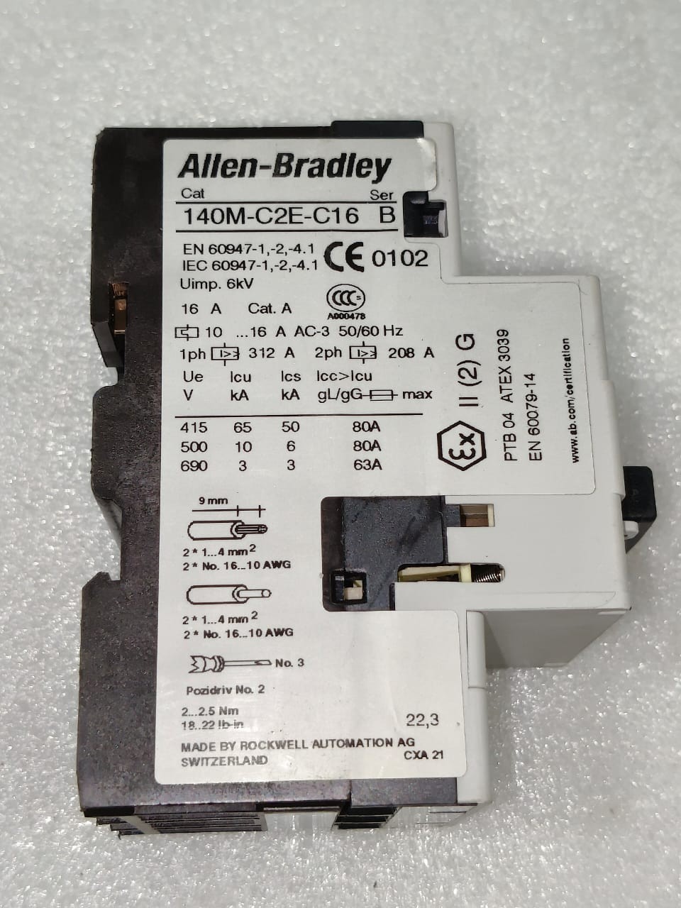 ALLEN-BRADLY 140M C2E-C16 SER B MOTOR PROTECTION CIRCUIT BREAKER RANGE (10-16)