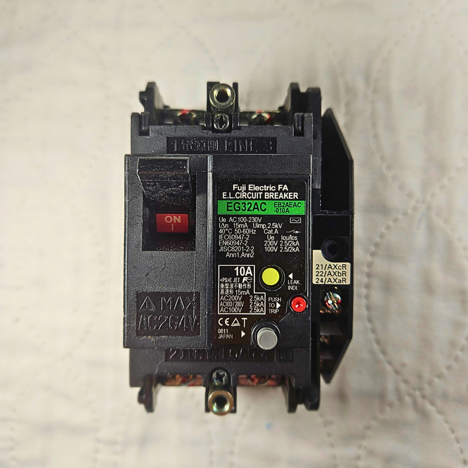 Fuji Electric FA EG32AC Circuit Breaker 10A 100-230V AC Earth Leakage – USED