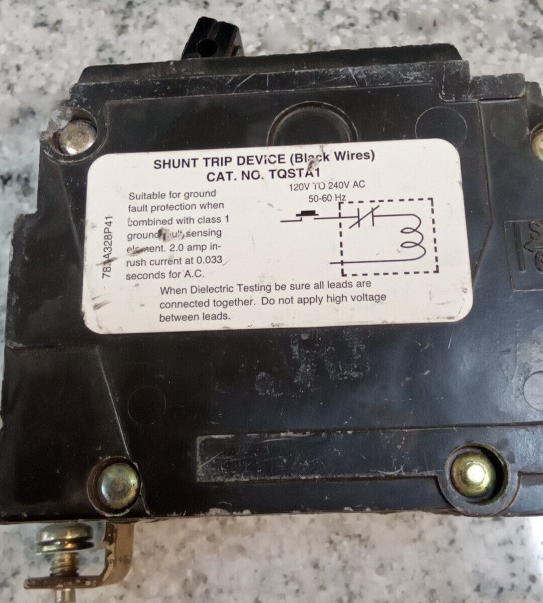 GE / Breaker/ TQSTA1 /1Pole /20A/ THHQB/ 22KA/Shunt Trip/BOLT ON/GROVE/USE(L124