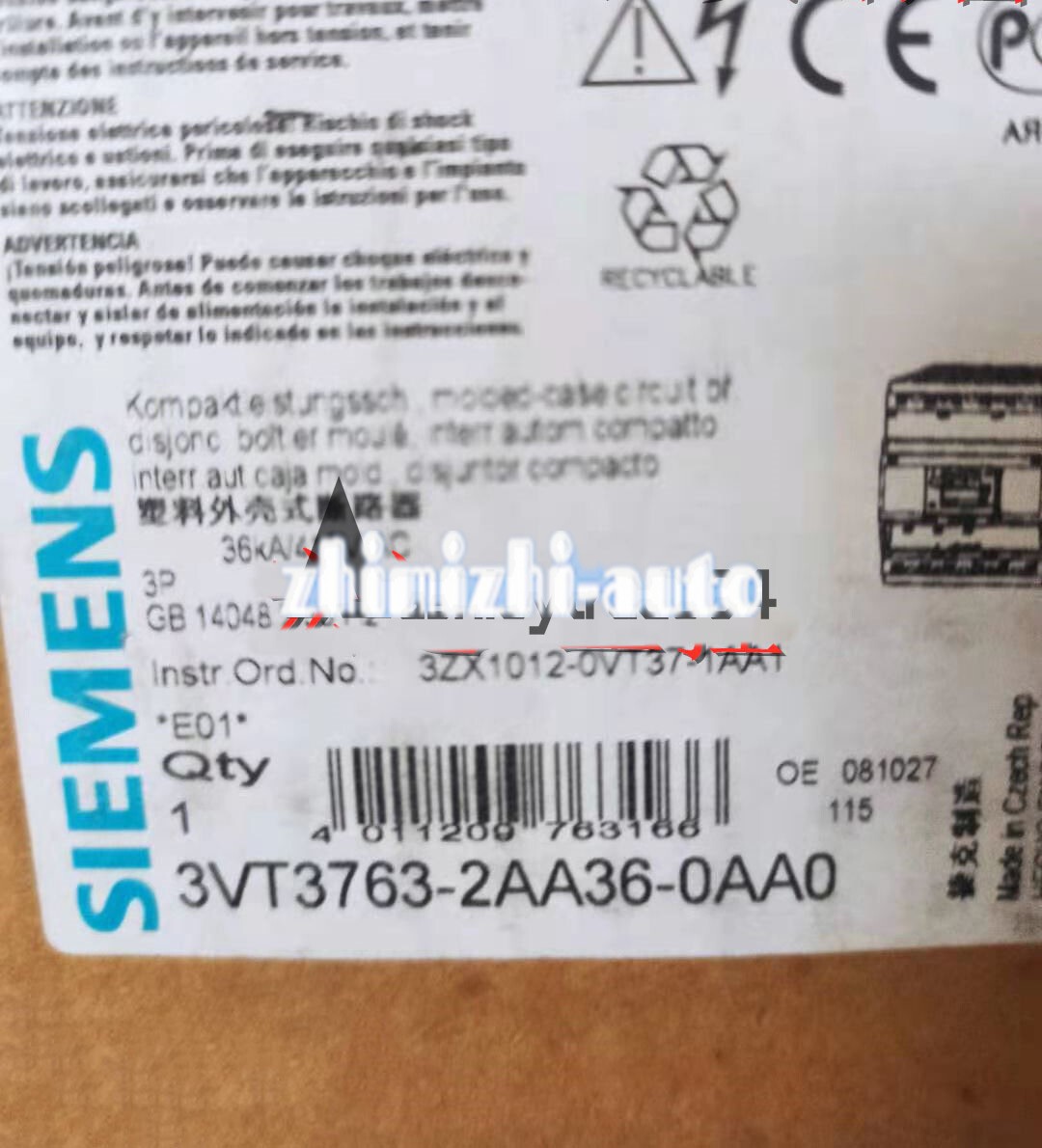 1PC New Siemens 3VT3763-2AA36-0AA0 Circuit Breaker 3VT3 763-2AA36-0AA0