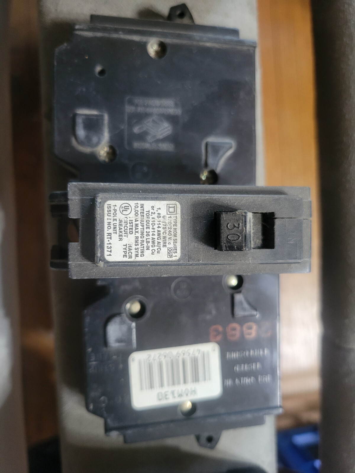 Lot Of 3 Homeline 30 Amp Single-Pole Circuit Breaker(HOM130CP), 120/240-Volt