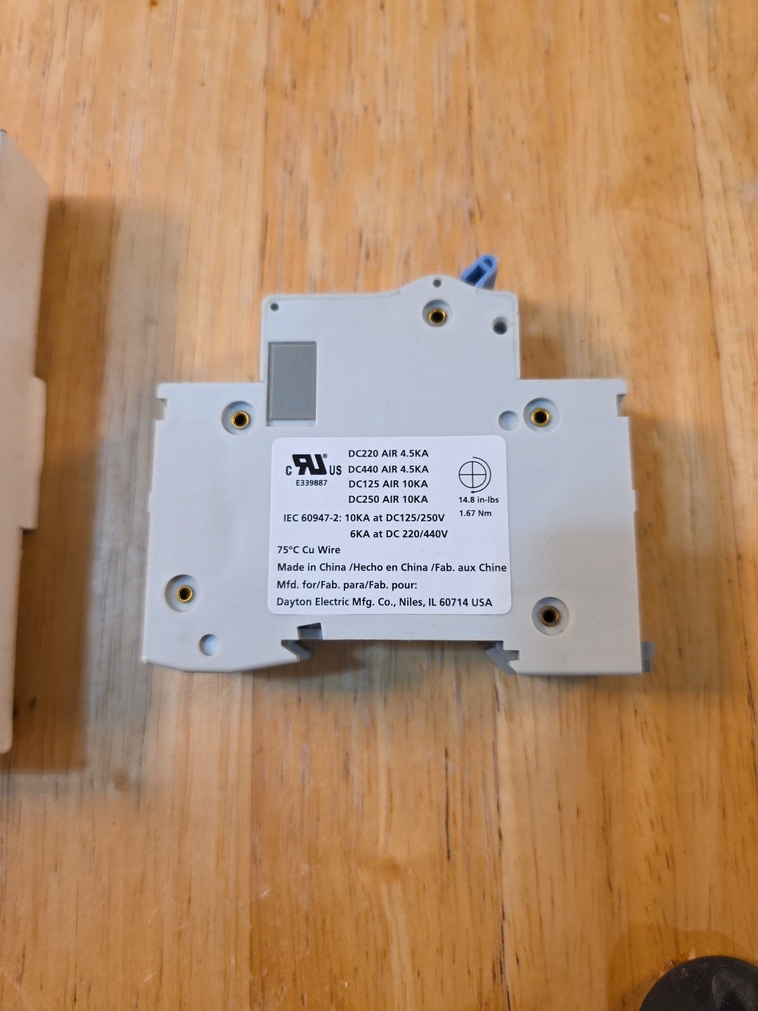 Dayton 5MLC6 IEC Miniature Circuit Breaker 20A 125V DC 1 Pole DIN Rail NIB