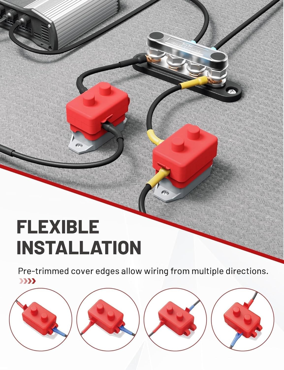 RED WOLF 50Amp Automatic Reset Circuit Breaker with Cover, DC 12V-24V Nylon Insu
