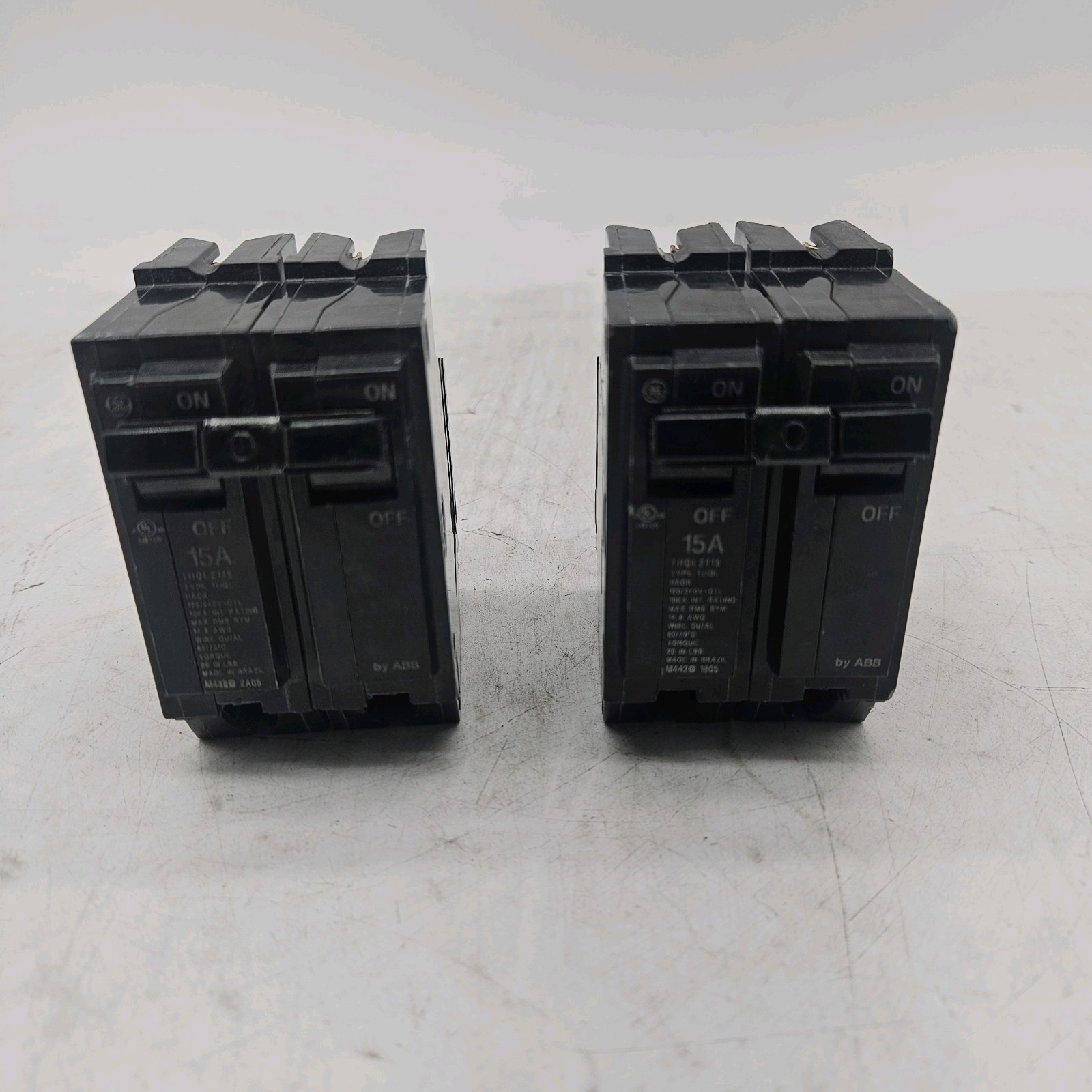 2 Pack GE Q-Line 15 Amp 2 in. 2-Pole Circuit Breaker