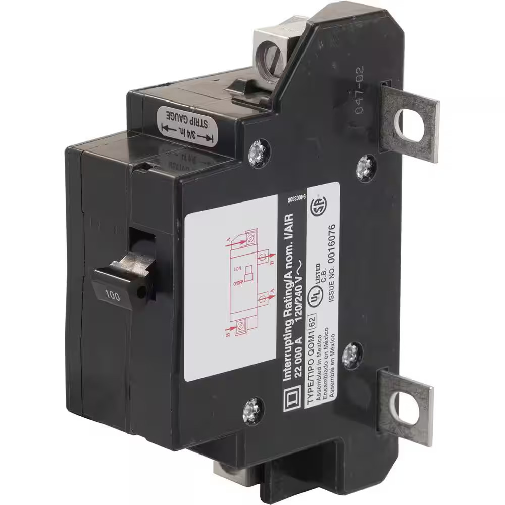 QO 100-Amp 22K AIR QOM1 Frame Size Main Breaker for QO or Homeline 125 or 100-Am