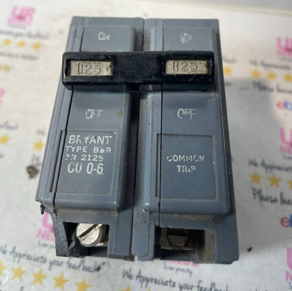 BR2125 – BRYANT 125A AMP 2P POLE 10kA@120/240V PLUG ON GRAY BREAKER Chip