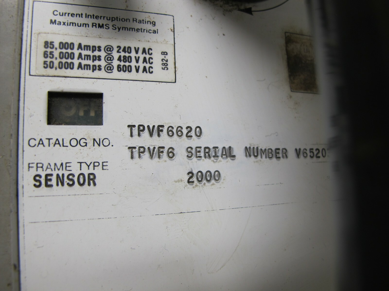 General Electric TPVF6620 2000 Amp PowerBreak Breaker VersaTrip LI TPVF TP4VT20