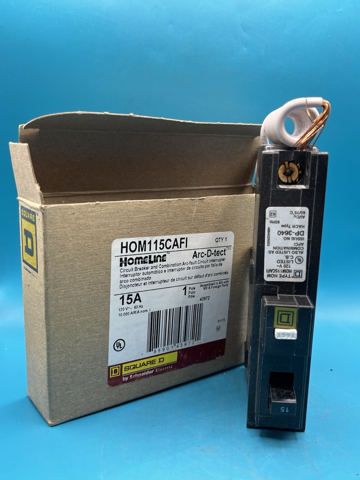 Lot Of 10 New Circuit Breaker Homeline Square D HOM115CAFI 15 Amp 1 Pole AFCI