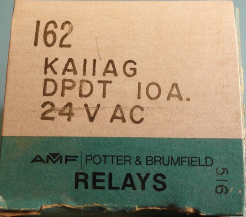 AMF , POTTER BRUMFIELD , I62 , KAIIAG , 10 AMP , 24 VAC , Relay KA-IIAG-24