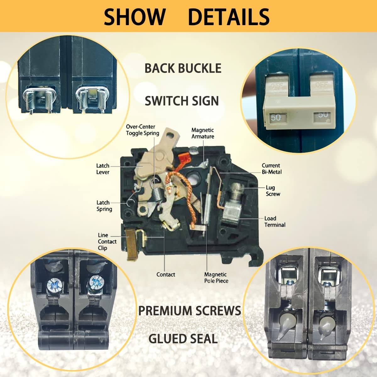 OEM-Compatible 50 Amp 2-Pole Circuit Breaker – Easy Plug-in Design for Safety