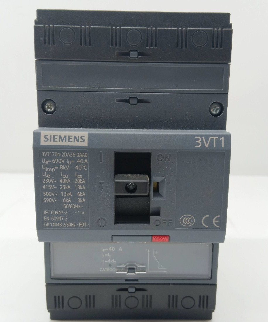 SIEMENS 3VT1 3 POLE 40 AMPS CIRCUIT BREAKER 3VT1704-2DA36-0AA0