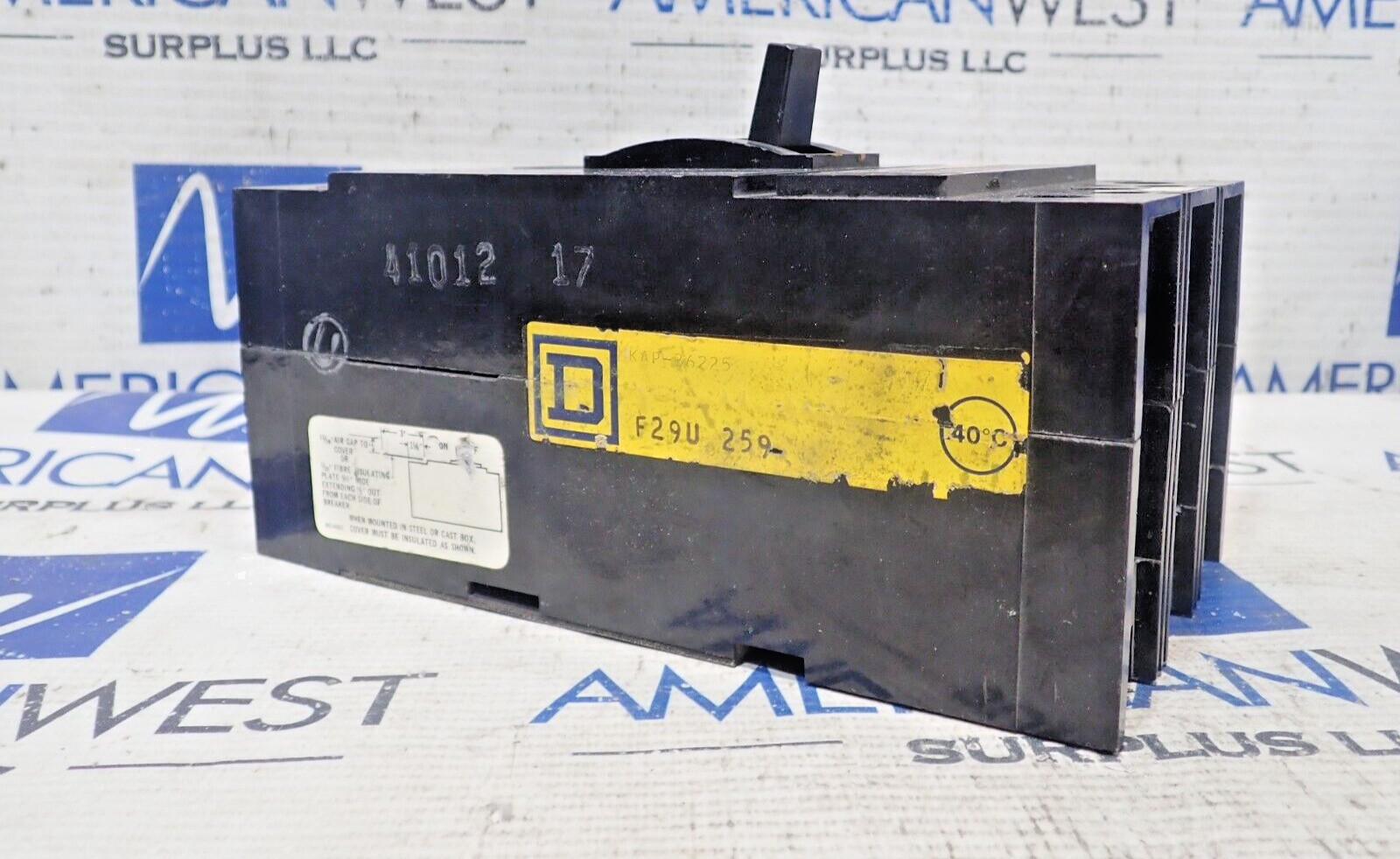 Square D KAP36225 225 Amp 600V 3 Pole Circuit Breaker tested