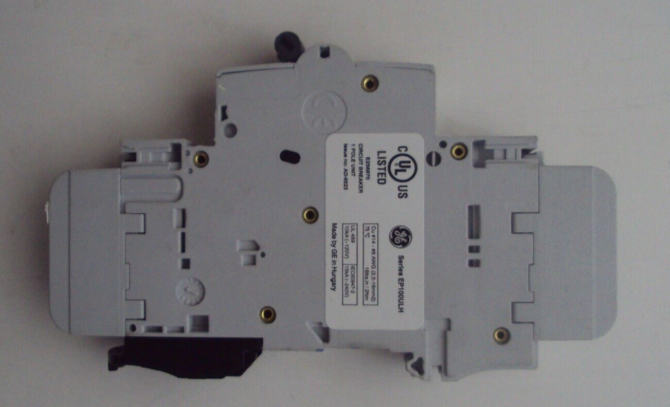 GENERAL ELECTRIC MINI CIRCUIT BREAKER EP101ULH P/N: 690275 C15 AMP 120V 1 POLE