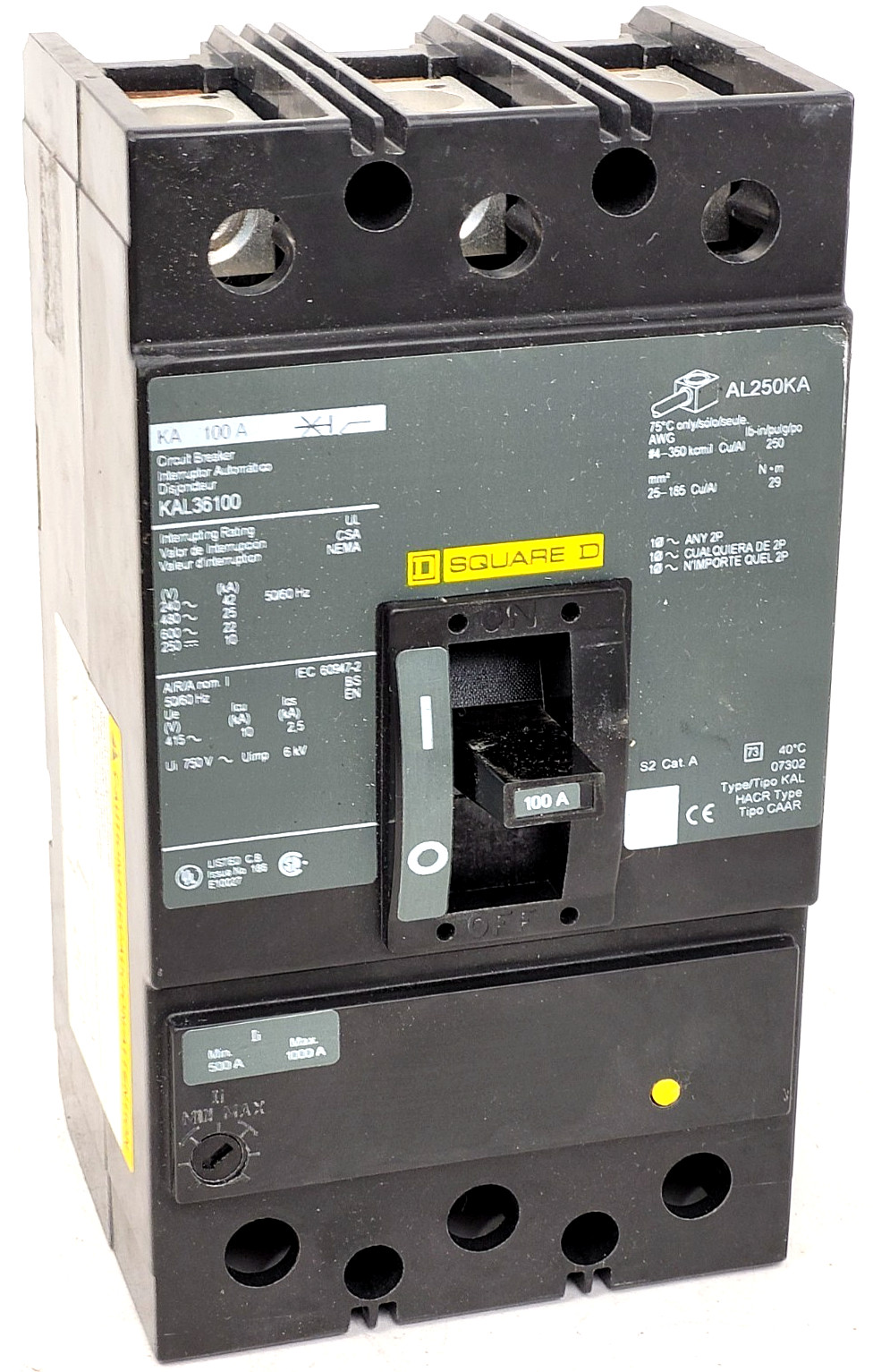 KAL36100 Square D 100 Amp 600 Volt Circuit Breaker – Next Day Option – New