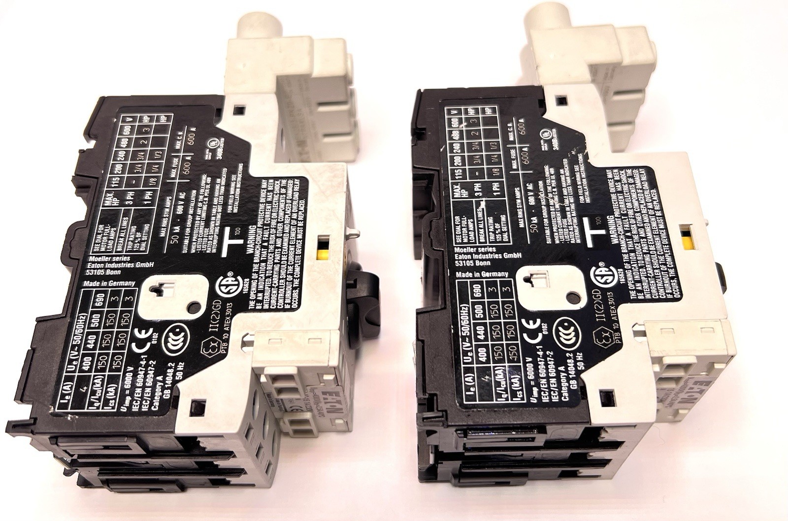 LOT of 2 : EATON Moeller PKZM0-4 XTPR004BC1 CIRCUIT BREAKER, W/ XTPAXLSA Adapter