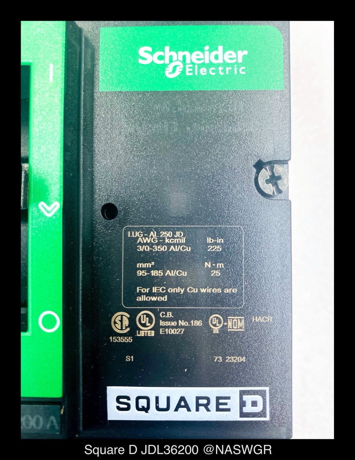Square D JDL36200 Molded Case Circuit Breaker – 200 Amp – Unused/1Yr Warranty
