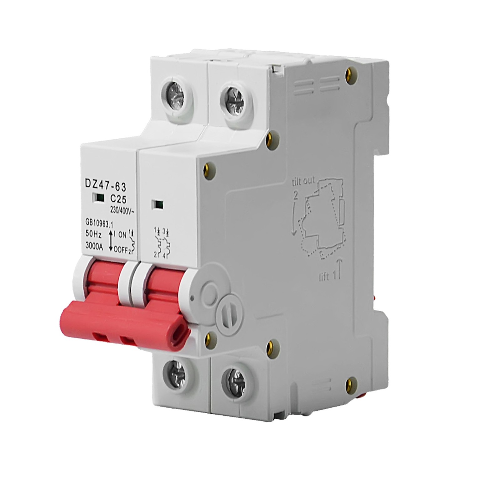 Universal Mini Circuit Breaker AC MCB GYM8 2Pole 4.5kA 25AMP Din Rail 240V/480V