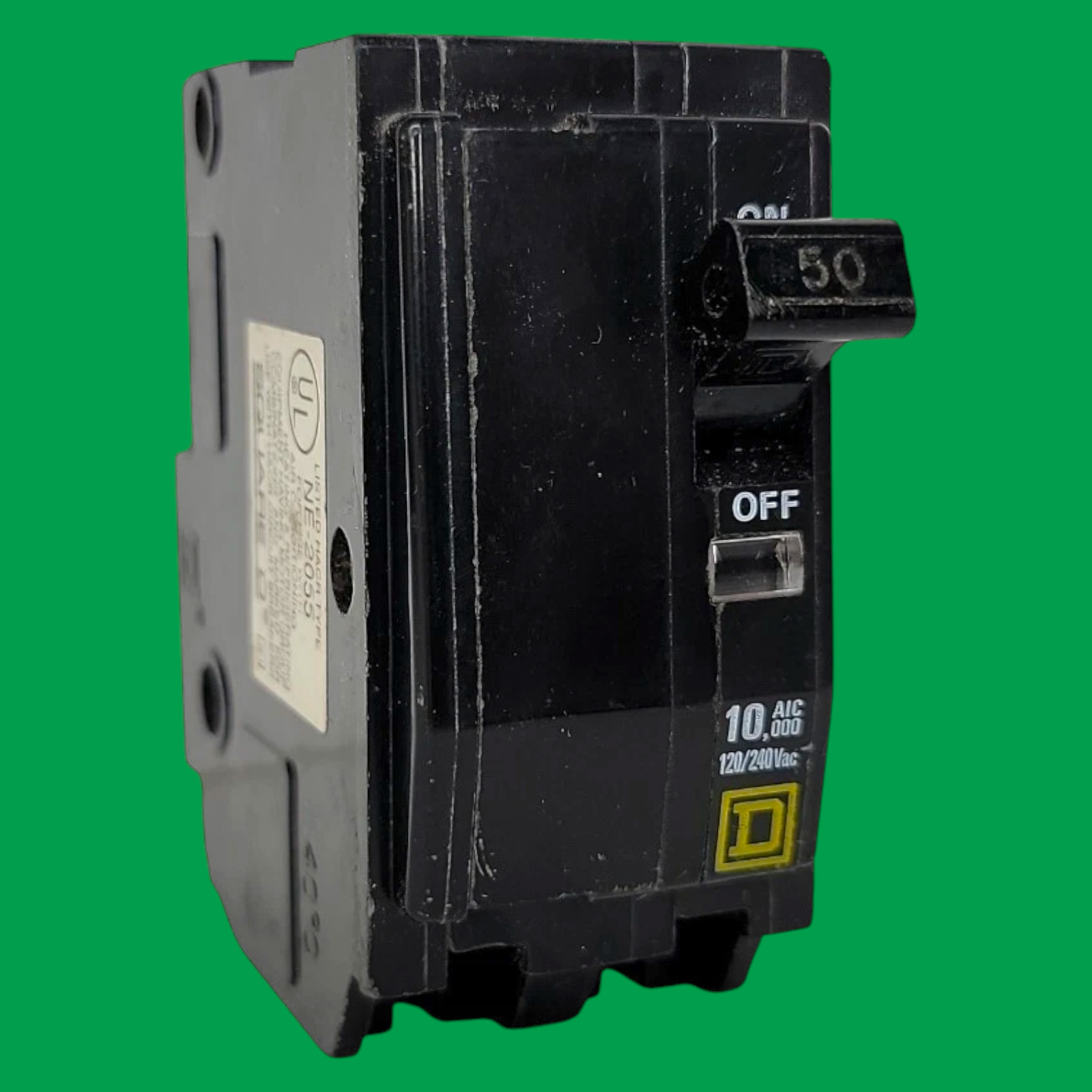 Square D QO250 Circuit Breaker 50 Amp 2-Pole 120/240V QO Plug-On HACR USA
