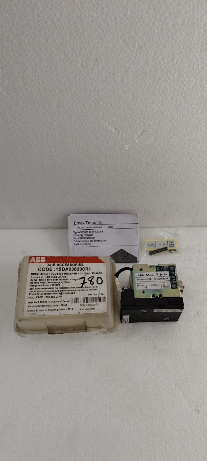 ABB Air Circuit Breaker YO/YC SACE S.P.A 1SDA038300R1 COIL FREE FAST SHIPPING
