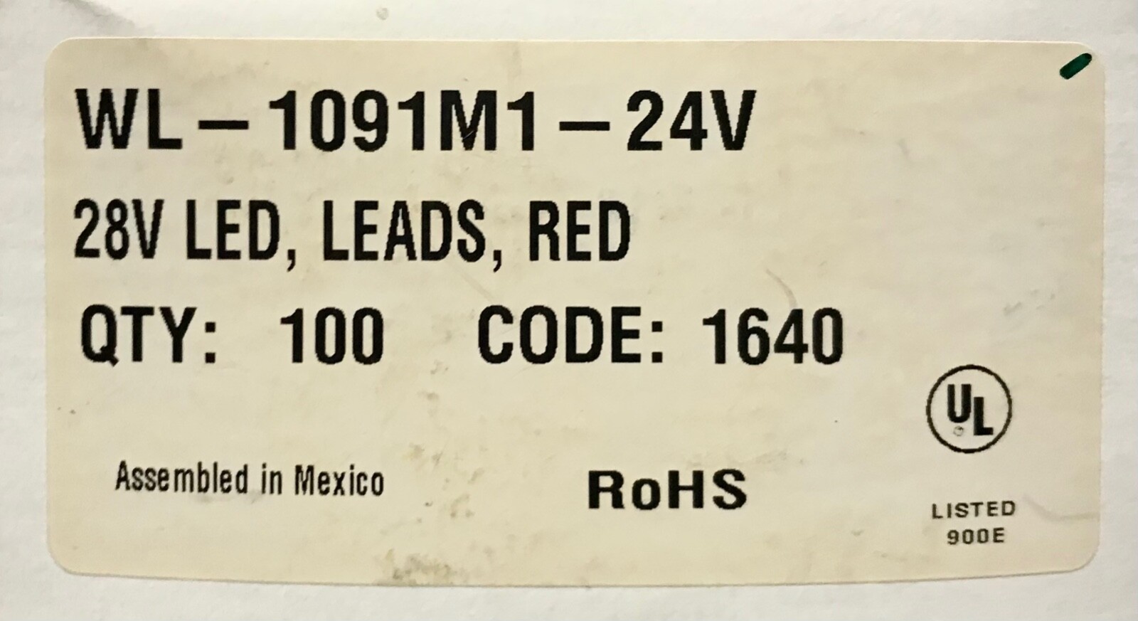 WAMCO WL 1091M1 24V Red LED 28v Indicating Light 1640 Panel Mount 12.7mm