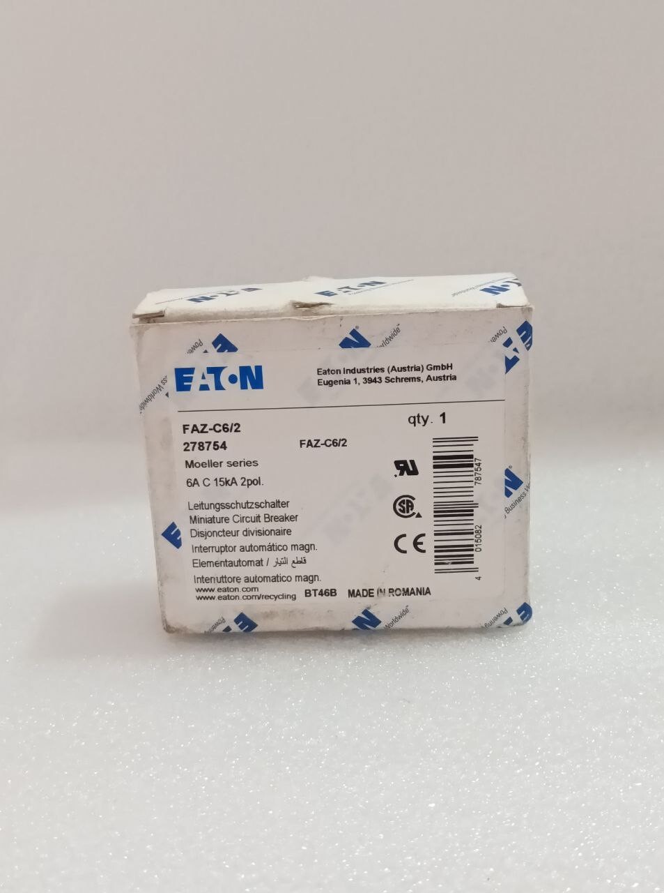 NEW Eaton FAZ C6/2 2 Pole 6A C 15kA Moeller series Miniature Circuit Breaker