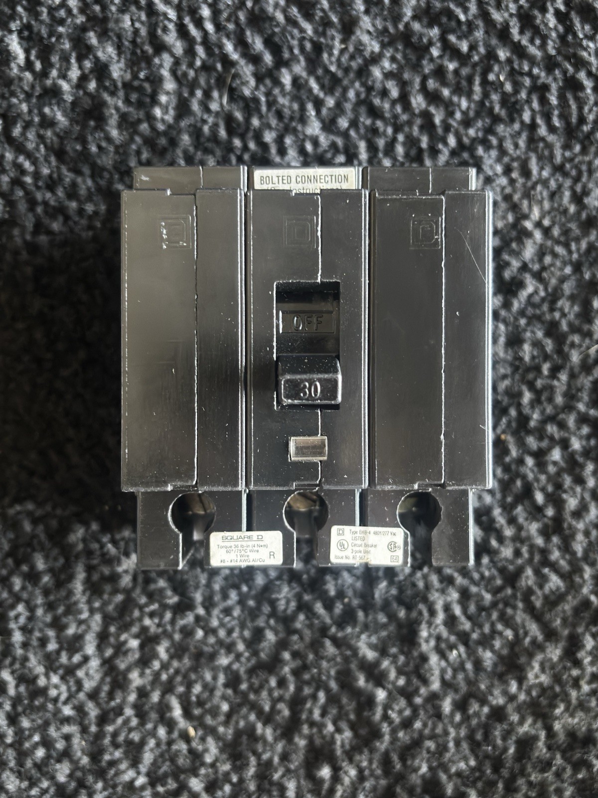 Square D EHB34030 30A 3-Pole Bolt-On Molded Case Circuit Breaker Trip