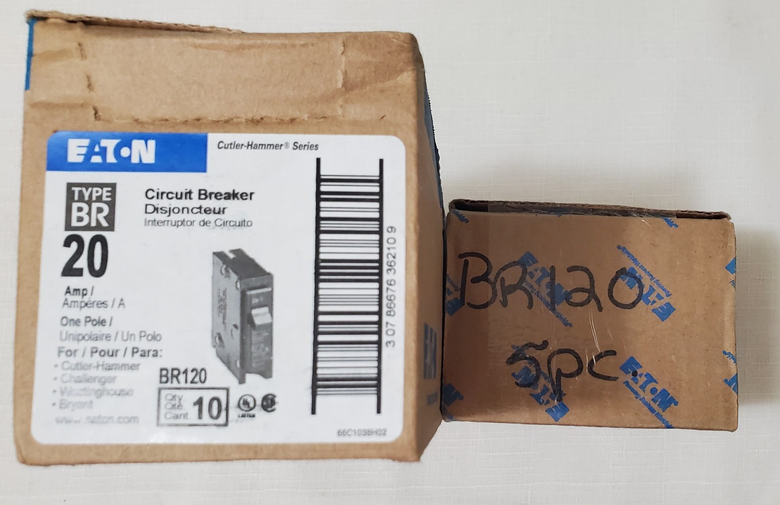 15 Pcs EATON BR120 Circuit Breakers 20 AMP 1 Pole Type BR