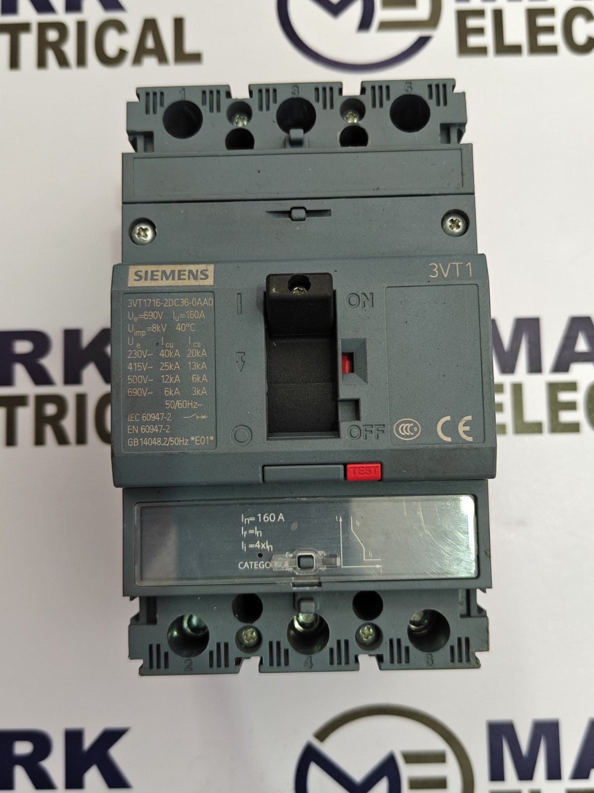 SIEMENS 3VT1716-2DC36-0AA0 CIRCUIT BREAKER 160A 220VAC 40KA FAST SHIPPING