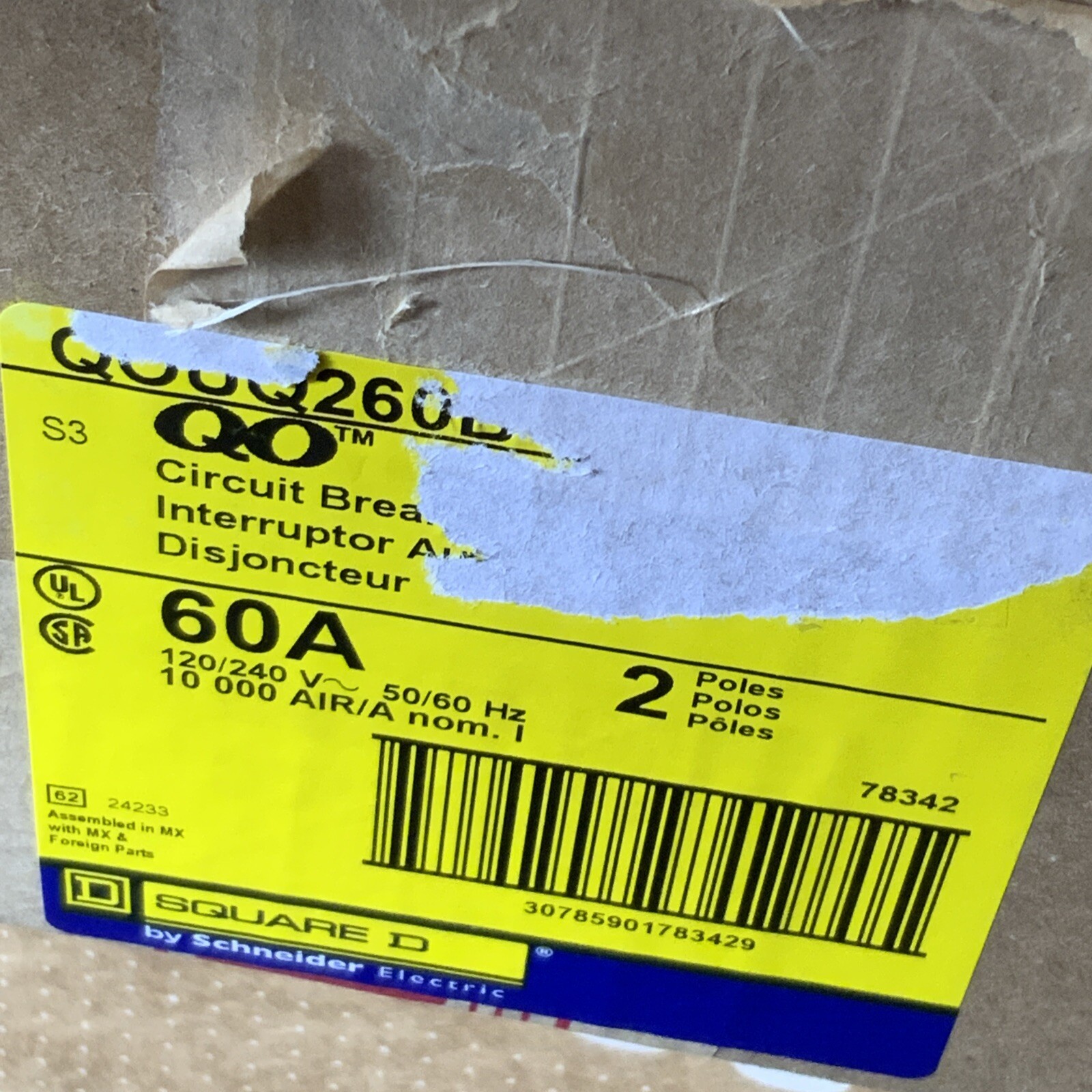 SQUARE D QOU260B 60A 120/240V (PKG OF 20) NSFS