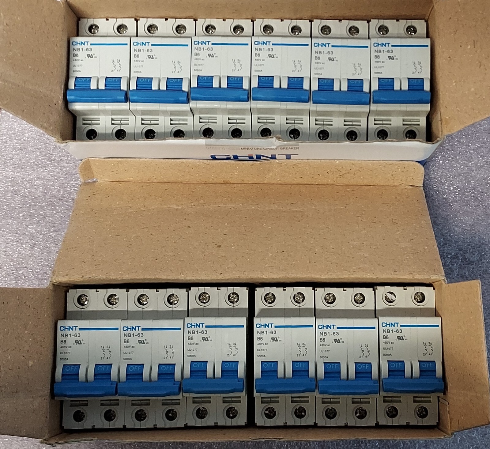 PN# NB1-63-2P-6A-B, – CHINT ELECTRONICS – CIRCUIT BREAKER 2 POLE 6 AMP TYPE B