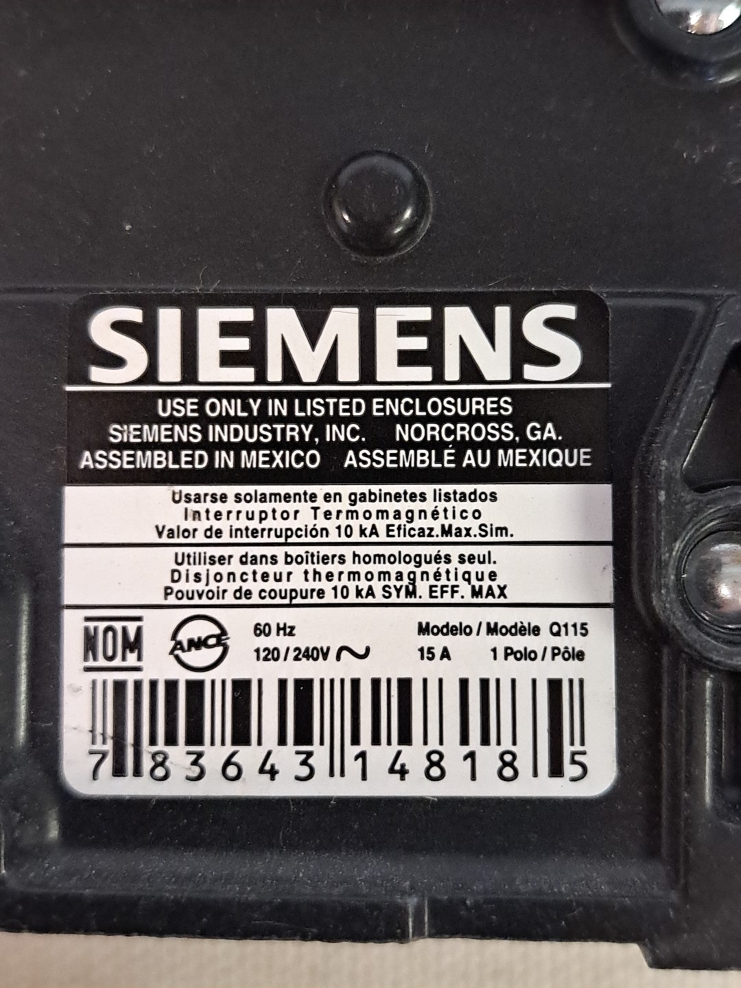 Lot of 11 Siemens Q115 15A Circuit Breakers USED