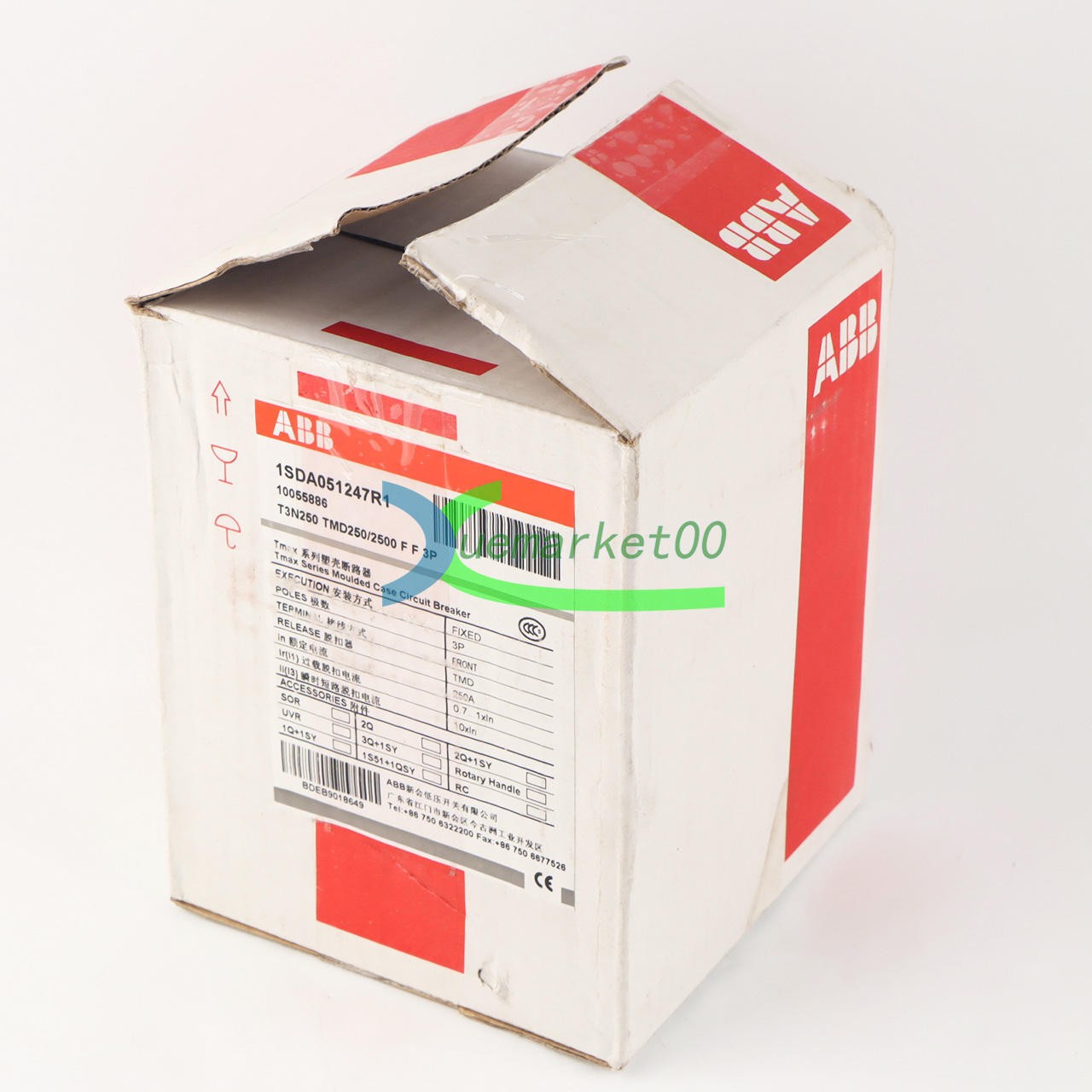 One New ABB TMAX T3N250 TMD250/2500 FF 3P 250A 1SDA051247R1 Circuit Breaker