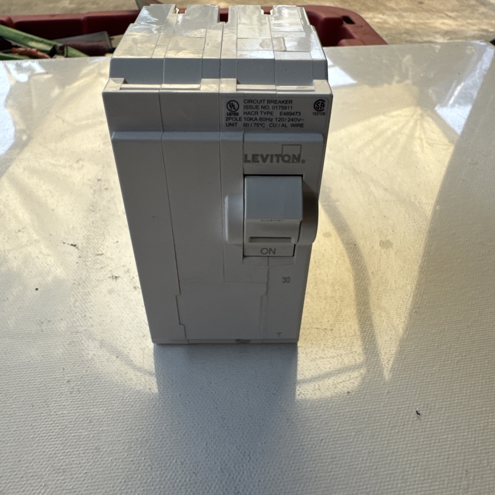 Leviton LB230-T 30A 2-Pole Circuit Breaker 120/240V HACR Plug-On