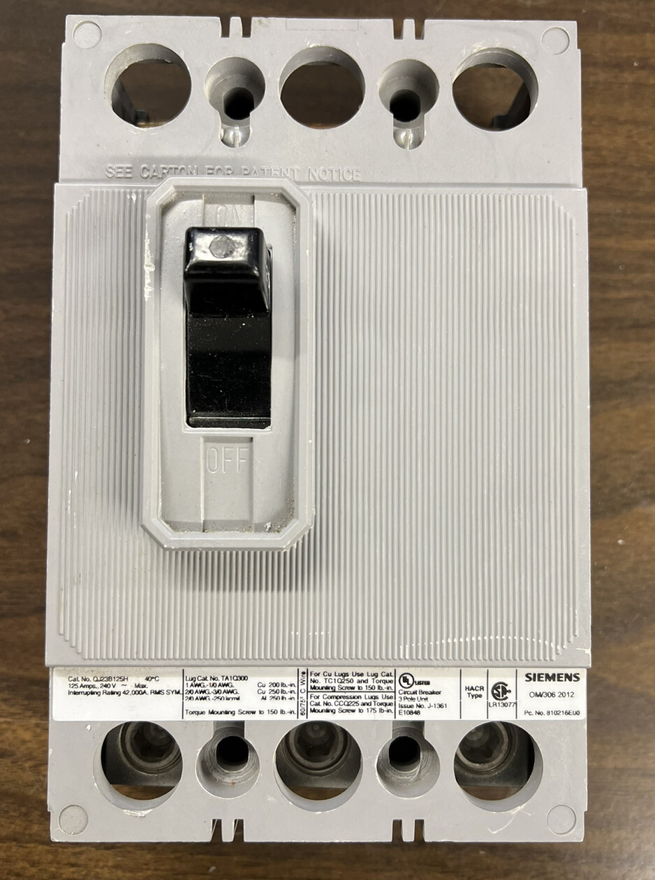 QJ23B125H Siemens 125 Amp 240V 3 Pole 42K Rated Bolt On Circuit Breaker New