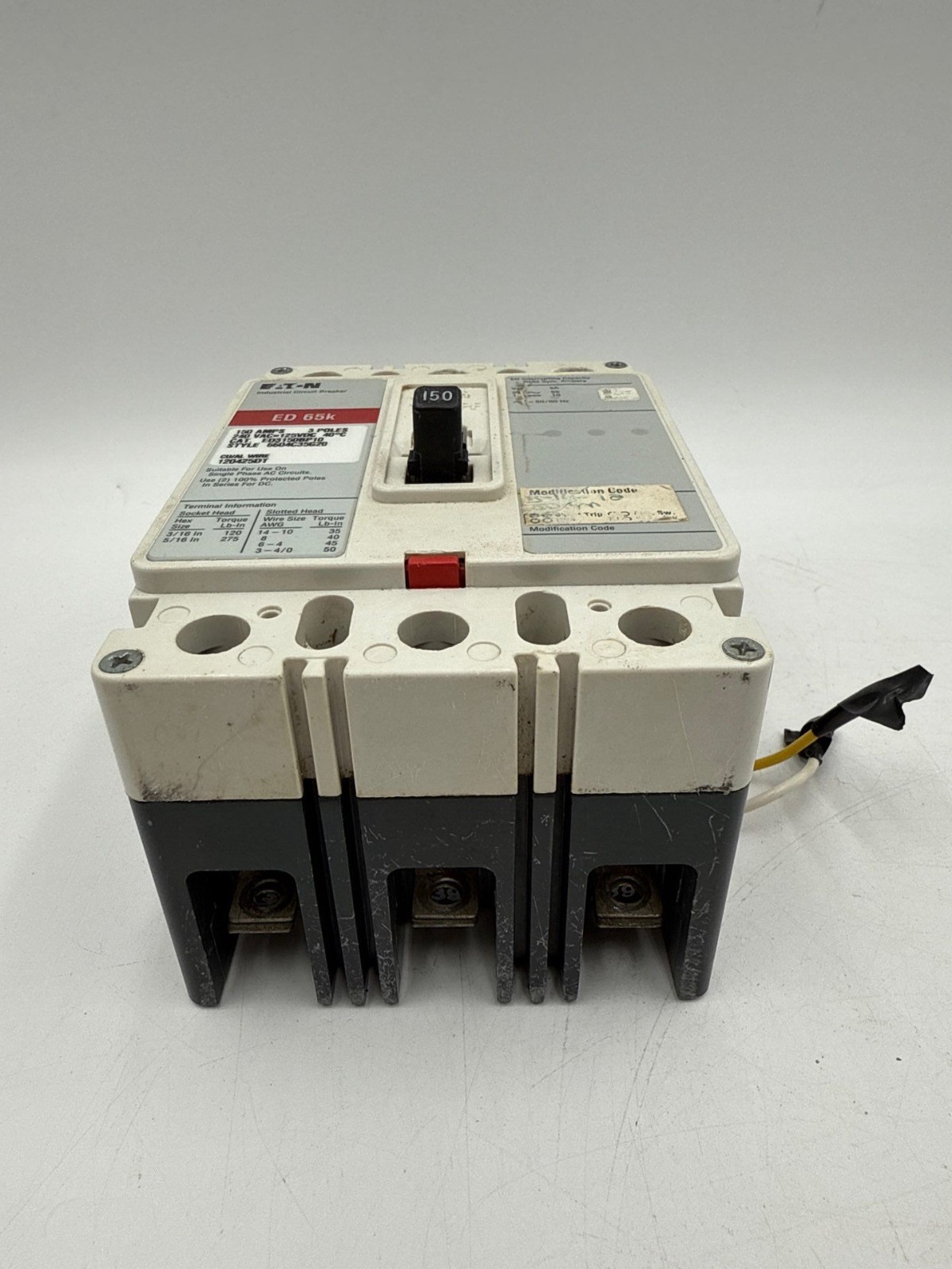 Eaton ED3150BP10 Circuit Breaker 150A 3P 240V 3PH ED 150 Amp 3 Pole Shunt Trip