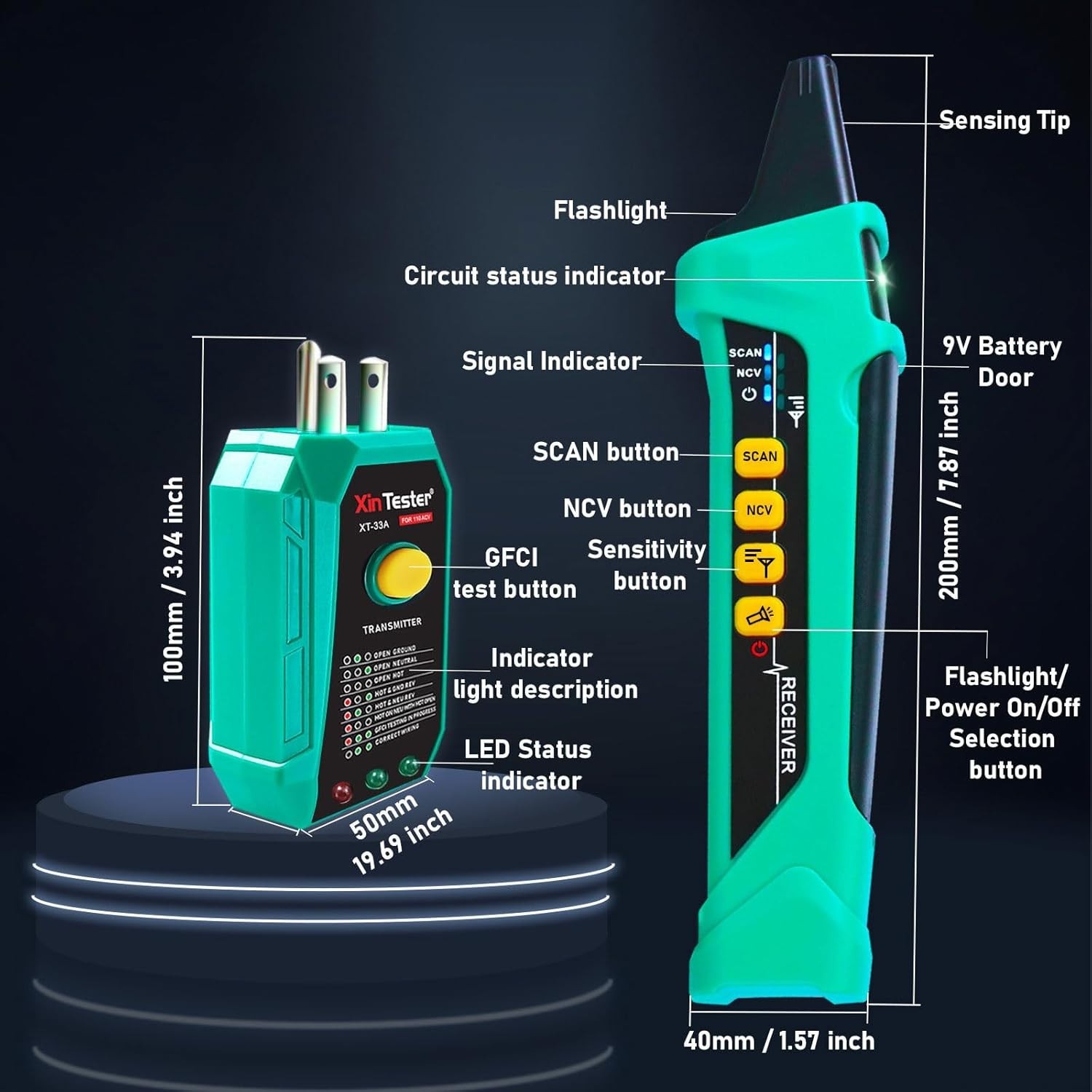 Professional Electrical Circuit Finder with GFCI Tester & Flashlight in 90-120V